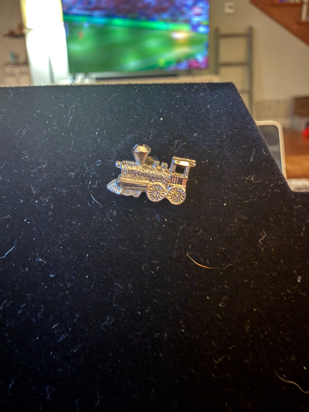 Vintage Train Locomotive Earrings Gold Tone Textured  - Used